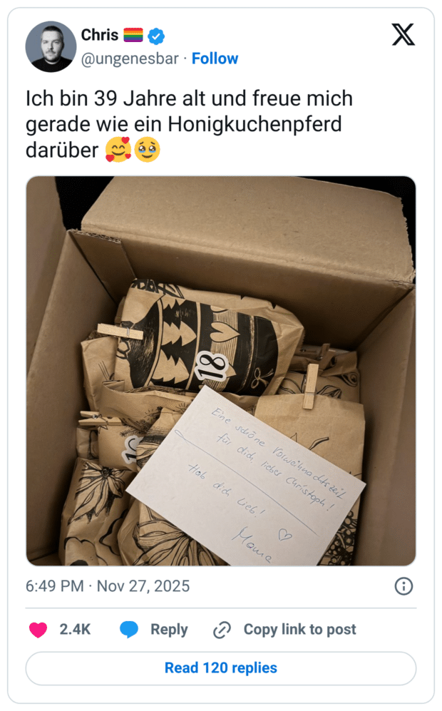 Ich bin 39 Jahre alt und freue mich gerade wie ein Honigkuchenpferd darüber