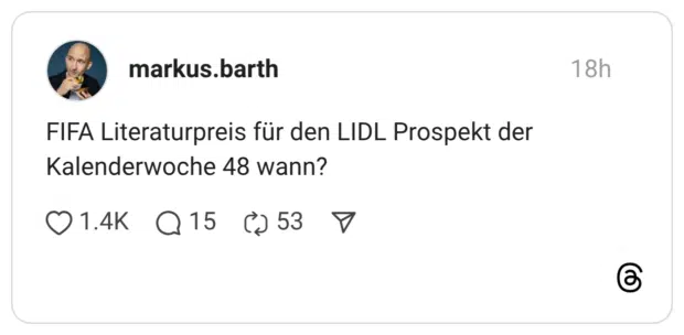 FIFA Literaturpreis für den LIDL Prospekt der Kalenderwoche 48 wann?