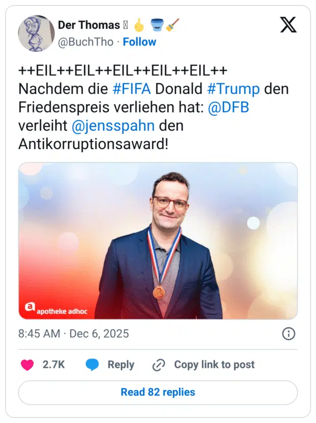 @DFB verleiht @jensspahn den Antikorruptionsaward!