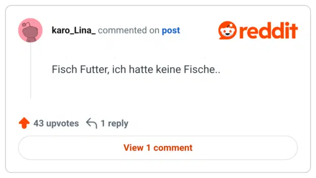 Fisch Futter, ich hatte keine Fische
