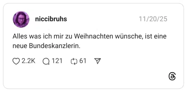 Alles was ich mir zu Weihnachten wünsche, ist eine neue Bundeskanzlerin.