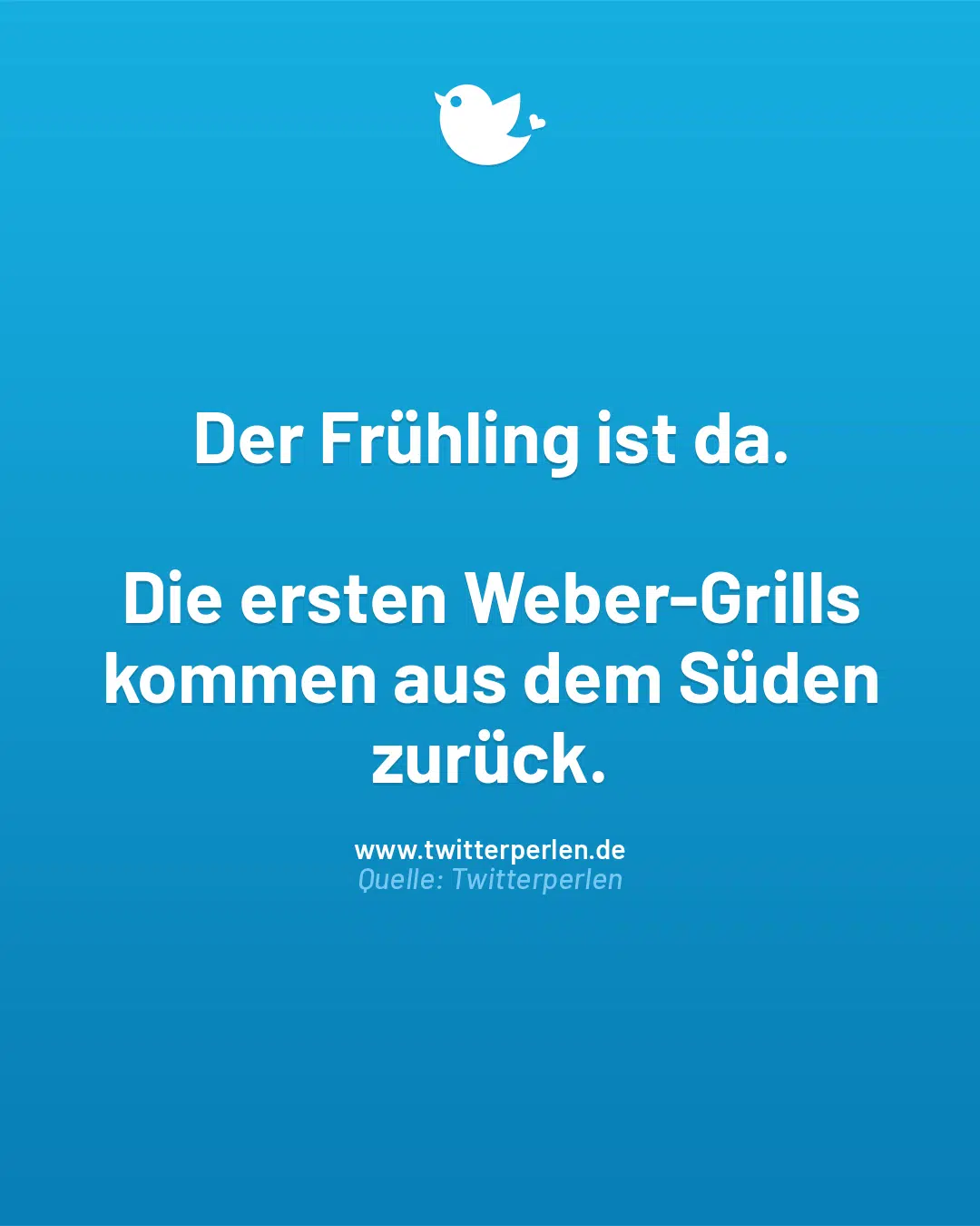 Der Frühling ist da.
Die ersten Weber-Grills kommen aus dem Süden zurück.