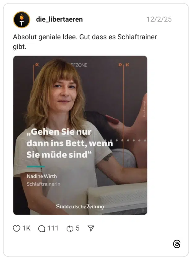 Absolut geniale Idee. Gut dass es Schlaftrainer gibt.
