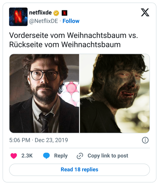 Vorderseite vom Weihnachtsbaum vs. Rückseite vom Weihnachtsbaum