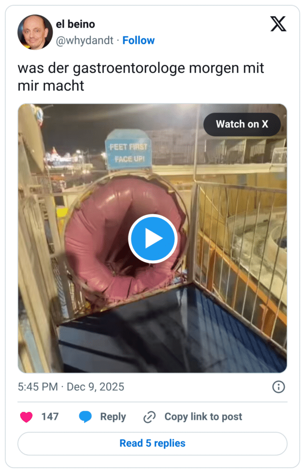 was der gastroentorologe morgen mit mir macht