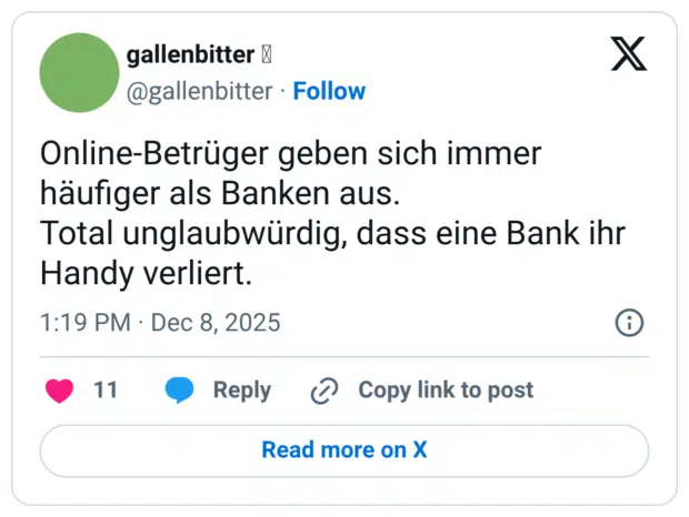pnline-Betrüger geben sich immer häufiger als Banken aus. Total unglaubwürdig, dass eine Bank ihr Handy verliert