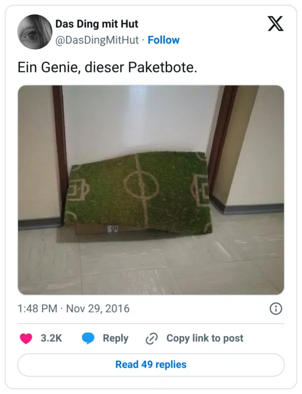 Ein Genie, dieser Paketbote.
