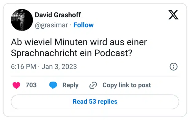 Ab wieviel Minuten wird aus einer Sprachnachricht ein Podcast?