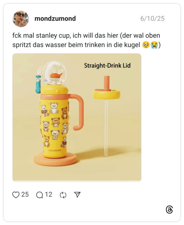 fck mal stanley cup, ich will das hier (der wal oben spritzt das wasser beim trinken in die kugel 🥹😭)