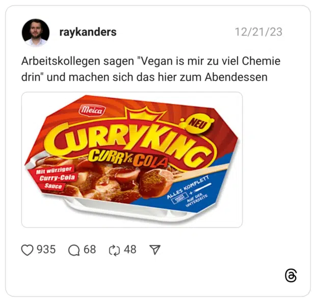 Arbeitskollegen sagen "Vegan is mir zu viel Chemie drin" und machen sich das hier zum Abendessen