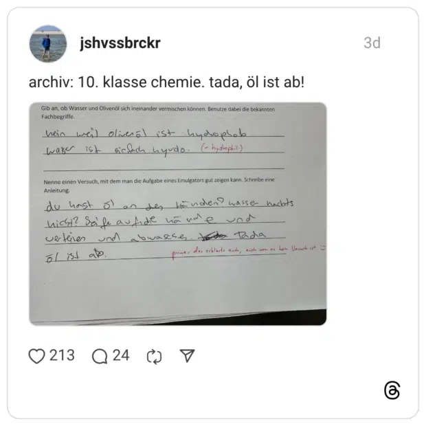 archiv: 10. klasse chemie. tada, öl ist ab!