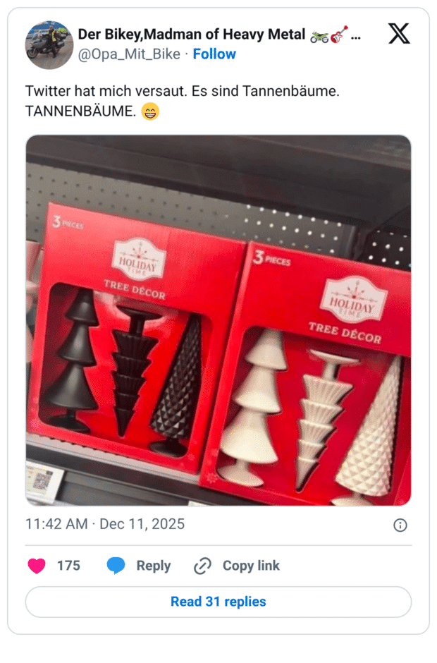 Twitter hat mich versaut. Es sind Tannenbäume. TANNENBÄUME. 😁