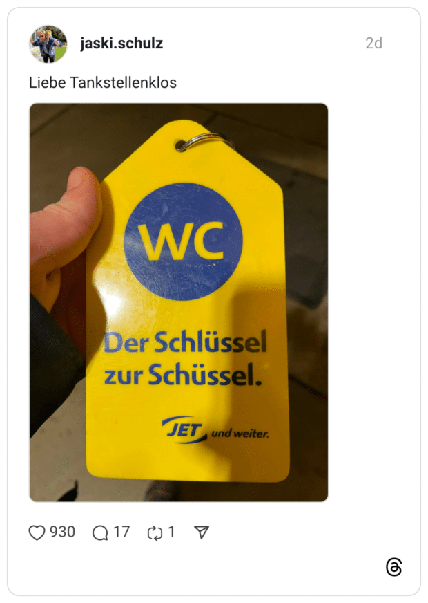 Liebe Tankstellenklos