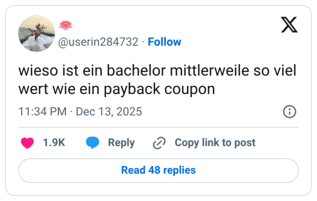 wieso ist ein bachelor mittlerweile so viel wert wie ein payback
