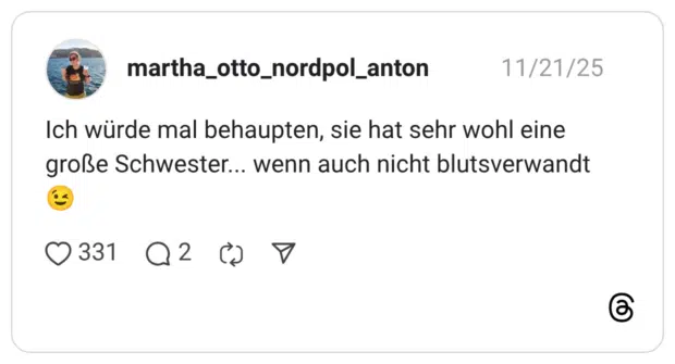 Ich würde mal behaupten, sie hat sehr wohl eine große Schwester... wenn auch nicht blutsverwandt