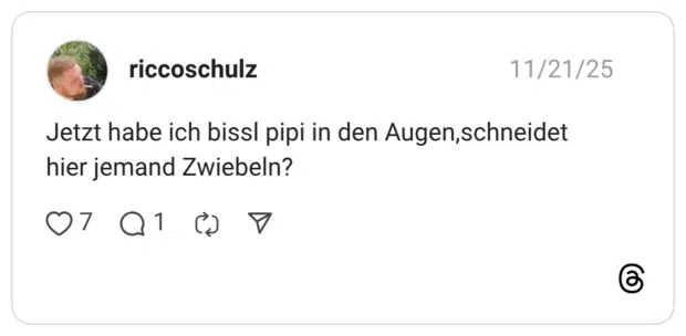 Jetzt habe ich bissl pipi in den Augen,schneidet hier jemand Zwiebeln?