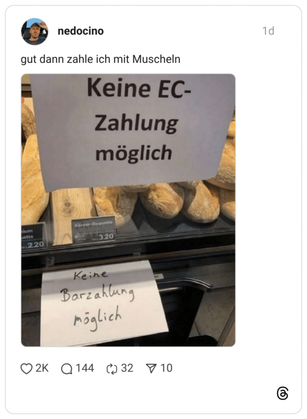 gut dann zahle ich mit Muscheln