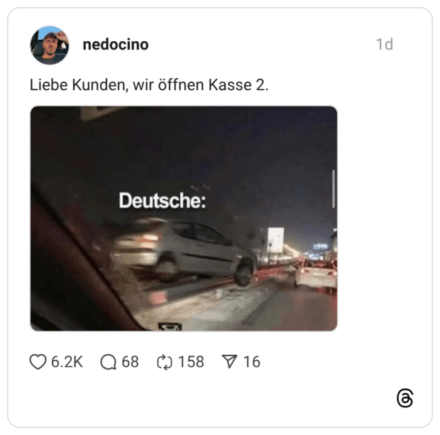 Liebe Kunden, wir öffnen Kasse 2.