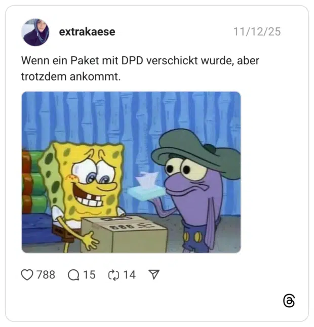 Wenn ein Paket mit DPD verschickt wurde, aber trotzdem ankommt.