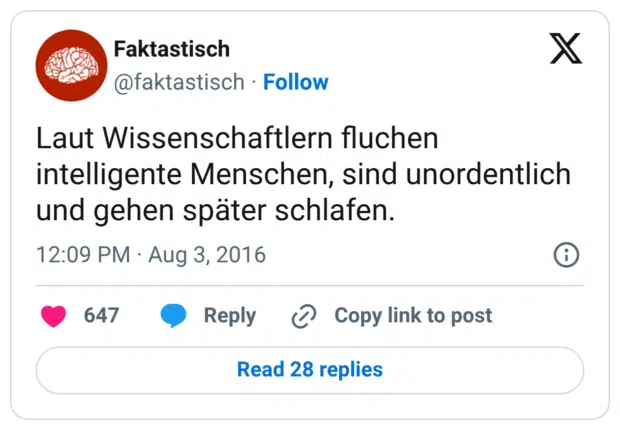 Laut Wissenschaftlern fluchen intelligente Menschen, sind unordentlich und gehen später schlafen.