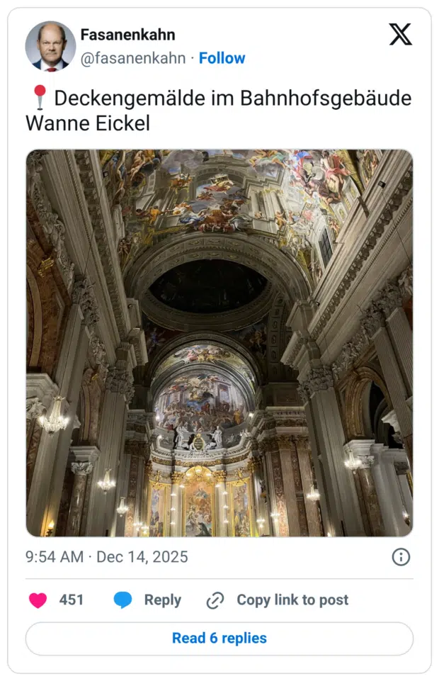 Deckengemälde im Bahnhofsgebäude Wanne Eickel