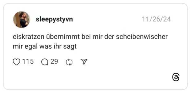 eiskratzen übernimmt bei mir der scheibenwischer mir egal was ihr sagt
