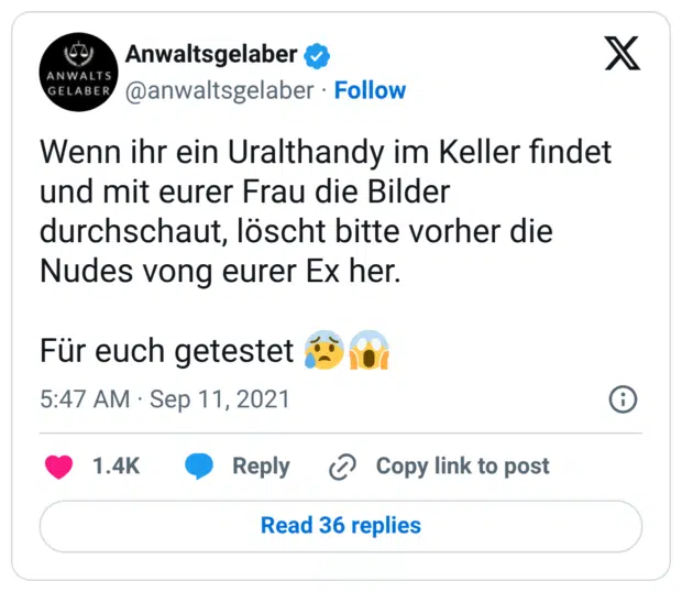 Wenn ihr ein Uralthandy im Keller findet und mit eurer Frau die Bilder durchschaut, löscht bitte vorher die Nudes vong eurer Ex her. Für euch getestet 😰😱