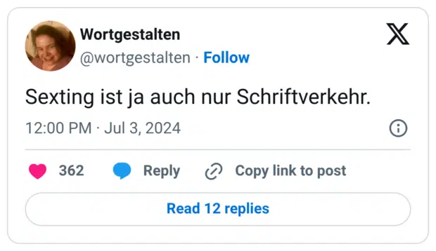 Sexting ist ja auch nur Schriftverkehr.