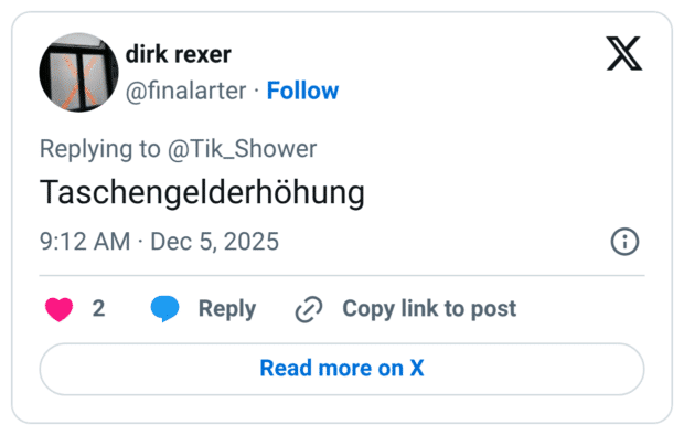 Taschengelderhöhung