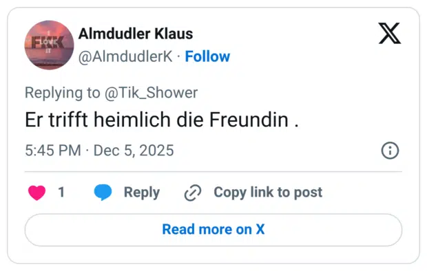 Er trifft heimlich die Freundin