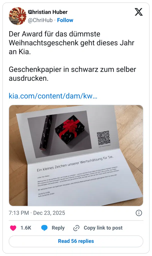 er Award für das dümmste Weihnachtsgeschenk geht dieses Jahr an Kia. Geschenkpapier in schwarz zum selber ausdrucken. kia.com/content/dam/kw...