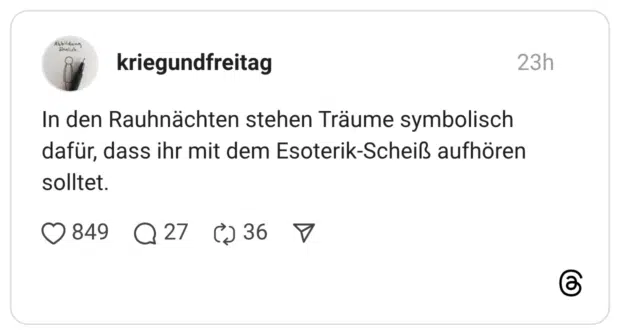 In den Rauhnächten stehen Träume symbolisch dafür, dass ihr mit dem Esoterik-Scheiß aufhören solltet