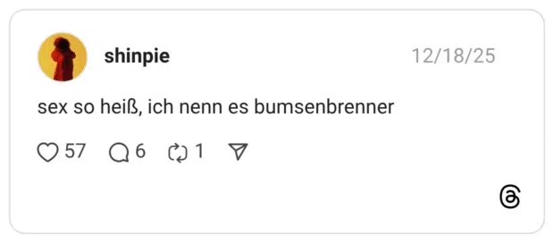 sex so heiß, ich nenn es bumsenbrenner