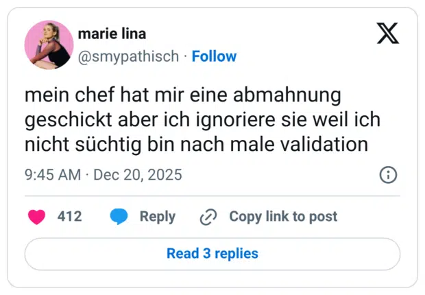 mein chef hat mir eine abmahnung geschickt aber ich ignoriere sie weil ich nicht süchtig bin nach male validation