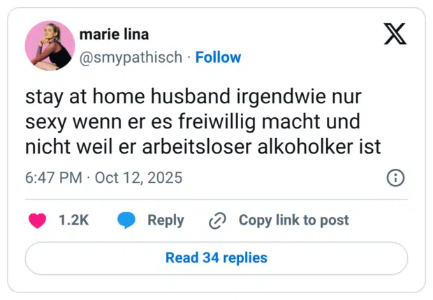 stay at home husband irgendwie nur sexy wenn er es freiwillig macht und nicht weil er arbeitsloser alkoholker ist