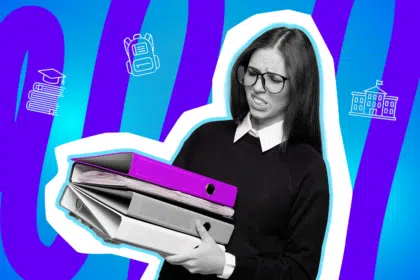 Moderne Grafik einer Studentin, die mit den „Nachwehen“ der Klausurenphase kämpft. Inklusive minimalistischer Symbole für Bildung und Campus-Leben. Ideal für Blogbeiträge über Studentenrabatte, WG-Leben und humorvolle Anekdoten aus dem Hörsaal.