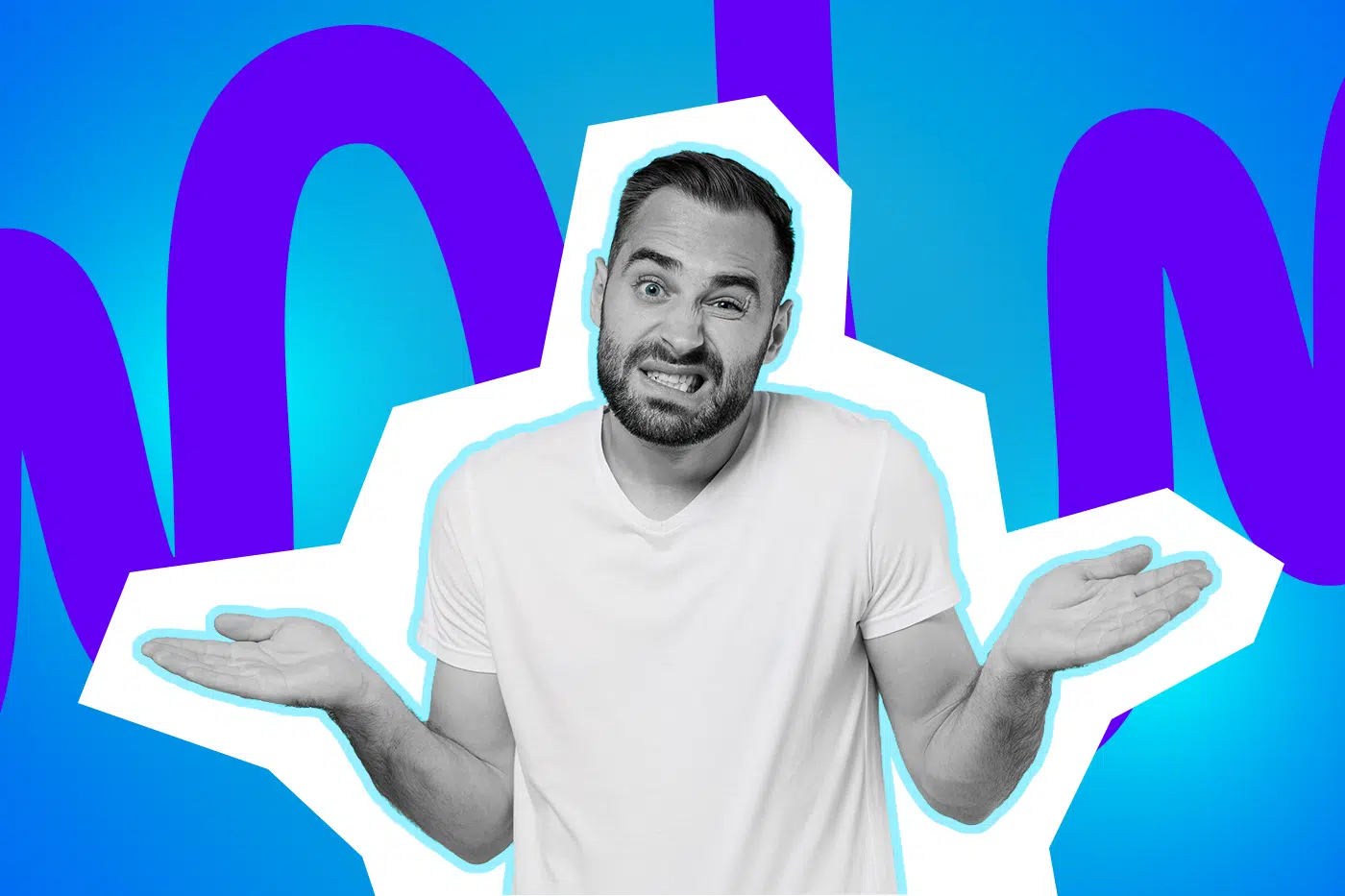 Ein Mann zuckt mit den Schultern und schaut ratlos.