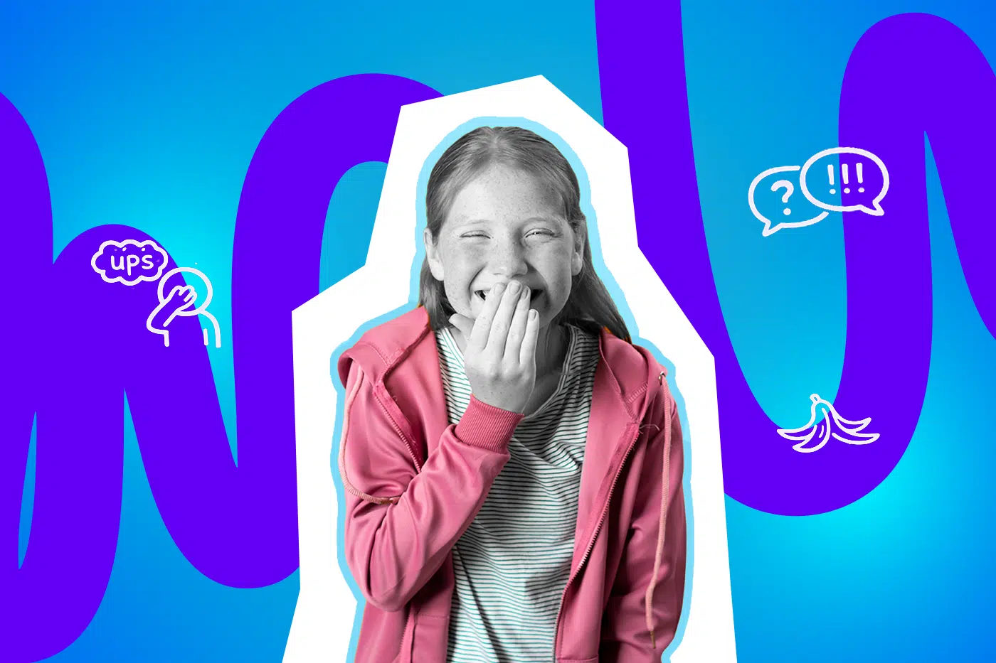 Mädchen hält sich kichernd die Hand vor den Muns.