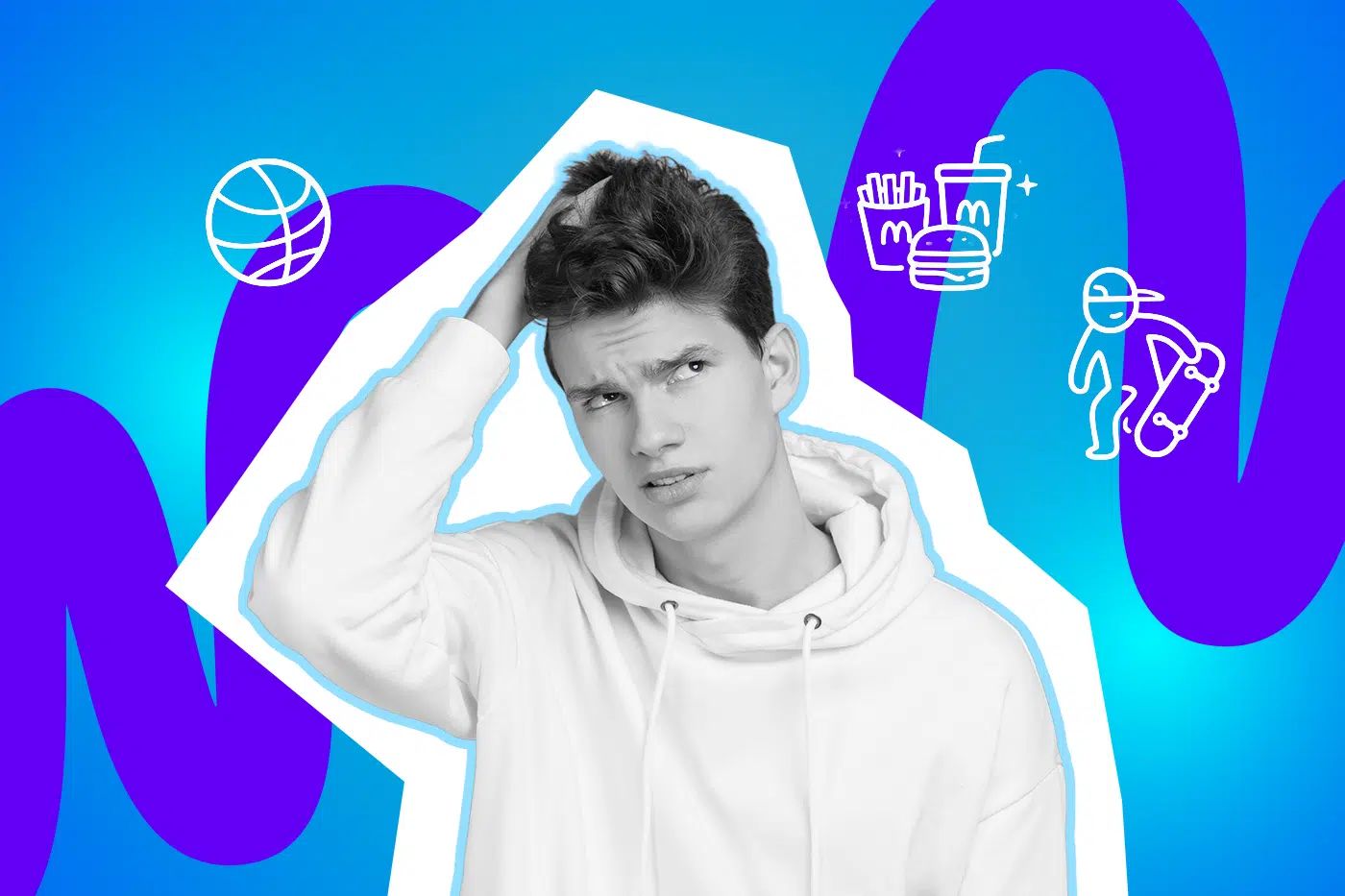 Teenager schaut genervt und fährt sich mit der Hand durch die Haare.