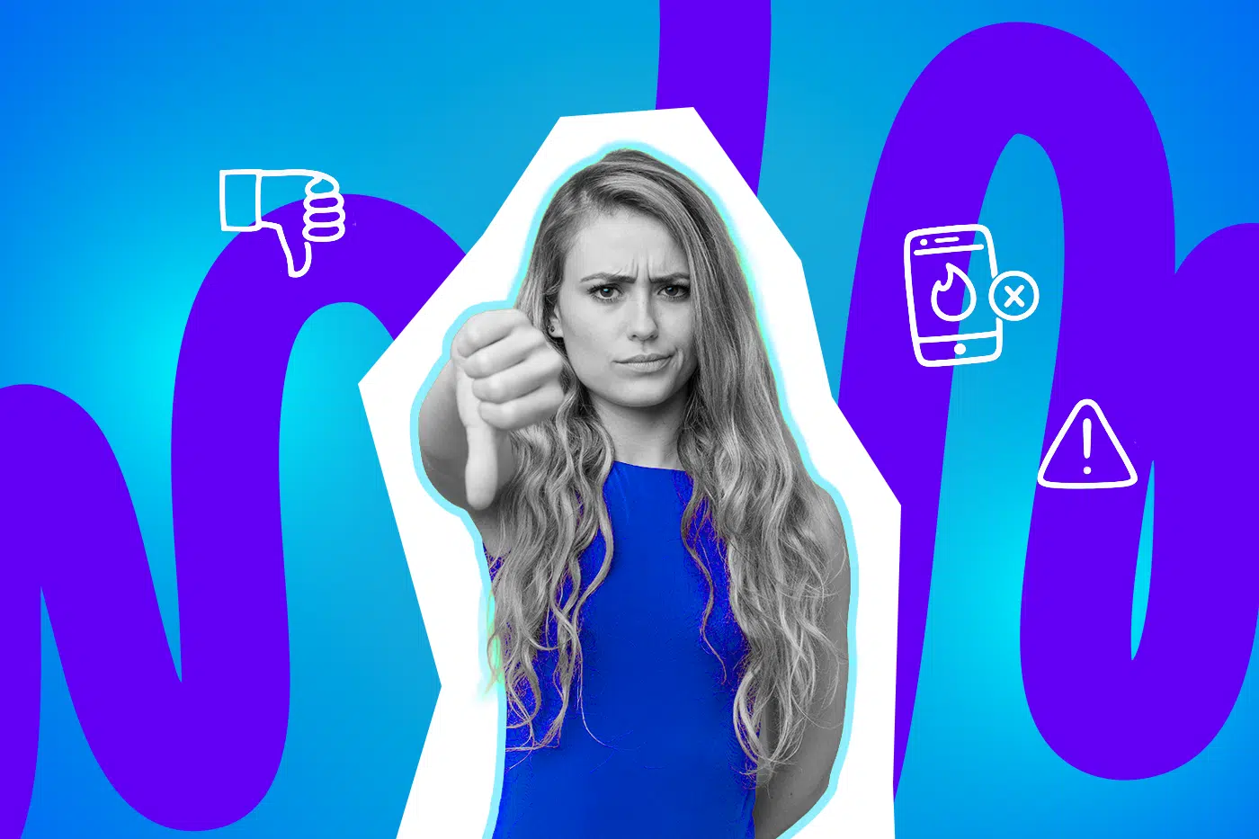 Eine Junge Frau schaut bedrückt und hält den Daumen runter.