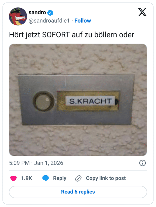 Hört jetzt SOFORT auf zu böllern oder