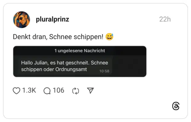 Denkt dran, Schnee schippen! 😅