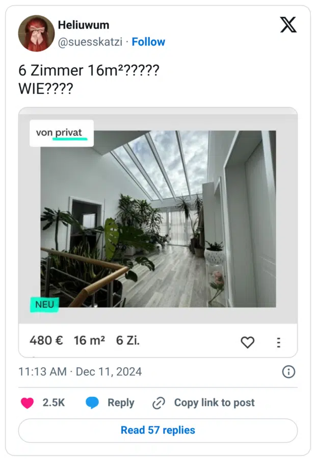 6 Zimmer 16m²????? WIE????