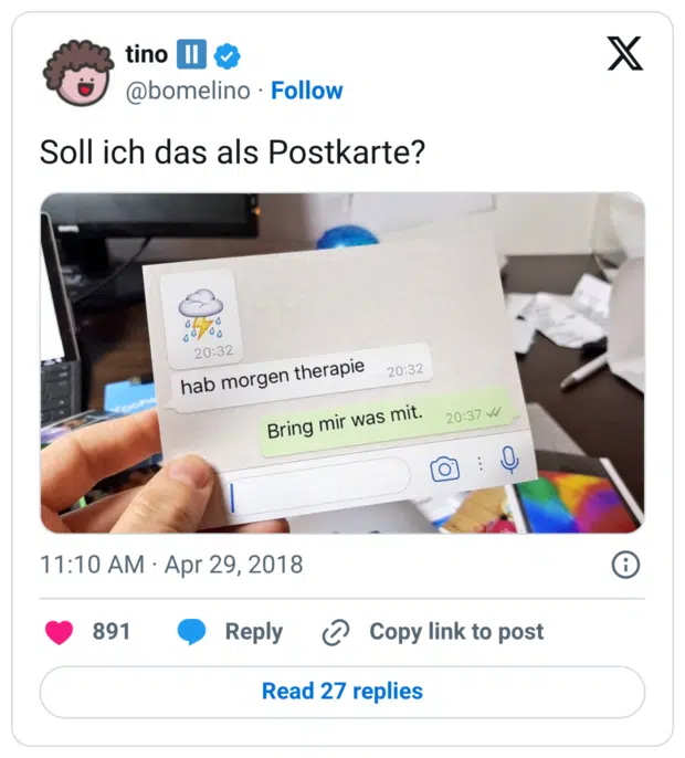 Soll ich das als Postkarte?