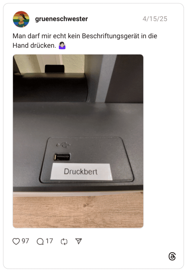 Man darf mir echt kein Beschriftungsgerät in die Hand drücken. 🤷🏻‍♀️