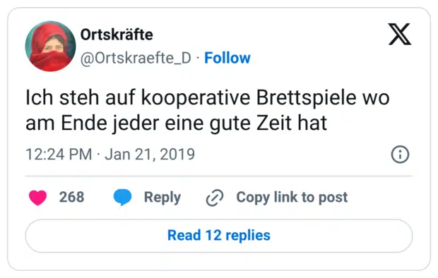 Ich steh auf kooperative Brettspiele wo am Ende jeder eine gute Zeit hat