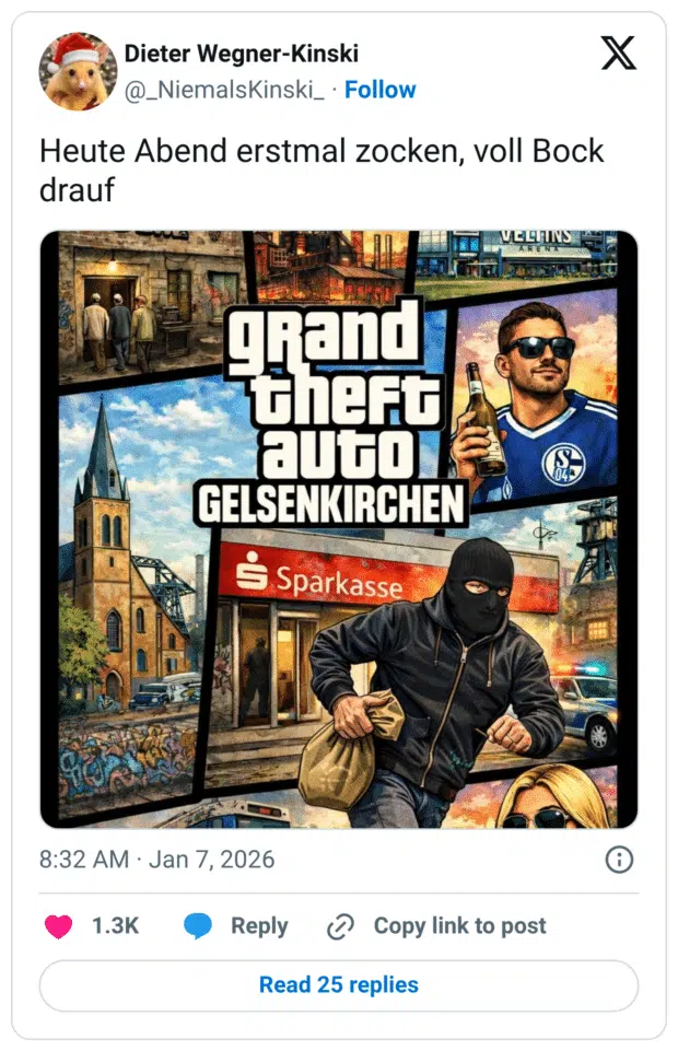 Heute Abend erstmal zocken, voll Bock drauf grand theFt auto GELSENKIRCHEN Ś Sparkasse Repl