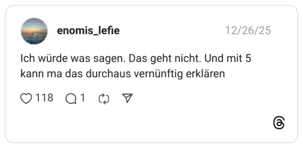 Ich würde was sagen. Das geht nicht. Und mit 5 kann ma das durchaus vernünftig erklären