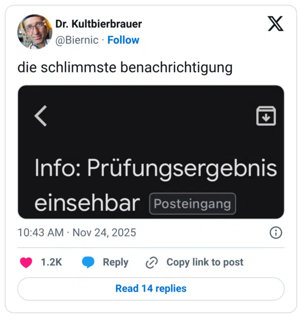 die schlimmste benachrichtigung