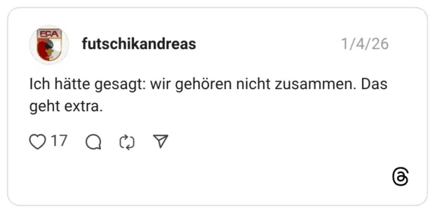 ch hätte gesagt: wir gehören nicht zusammen. Das geht extra.